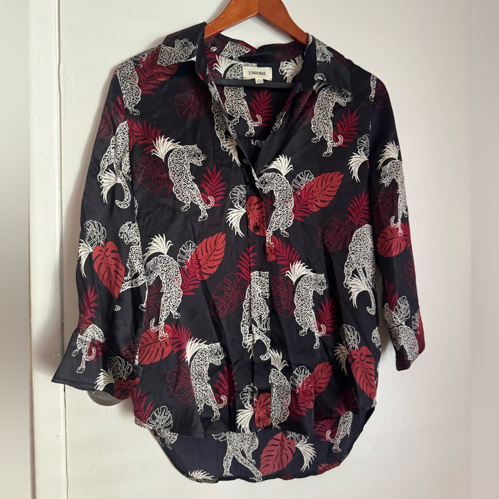 L'AGENCE Dani Print Silk Blouse